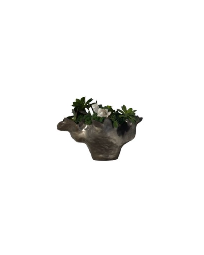 Large Floral in Curvy Bowl - Gray