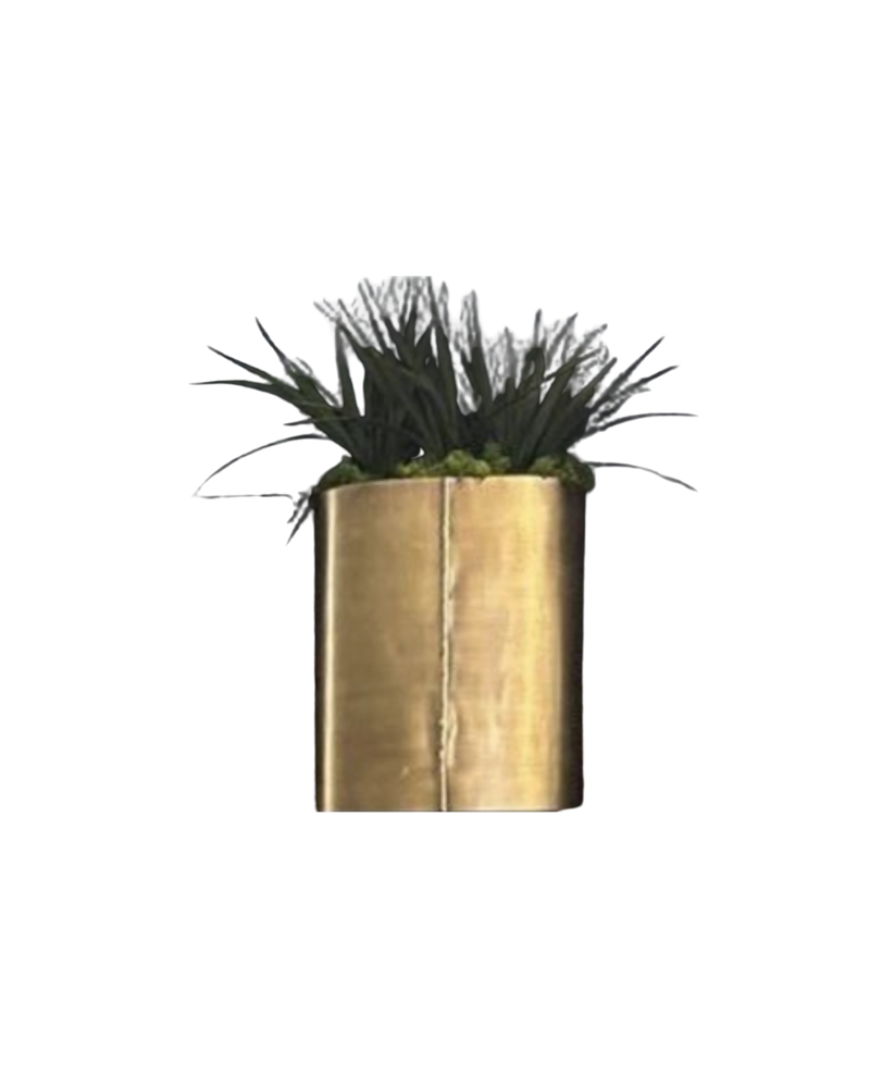 Tall Container with Grass - Gold