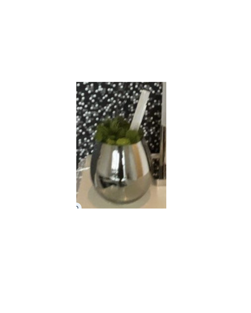 Wide Mouth Vase Floral - Silver