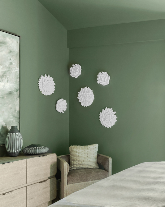 Succulent Resin Wall Flower Art - White Stone