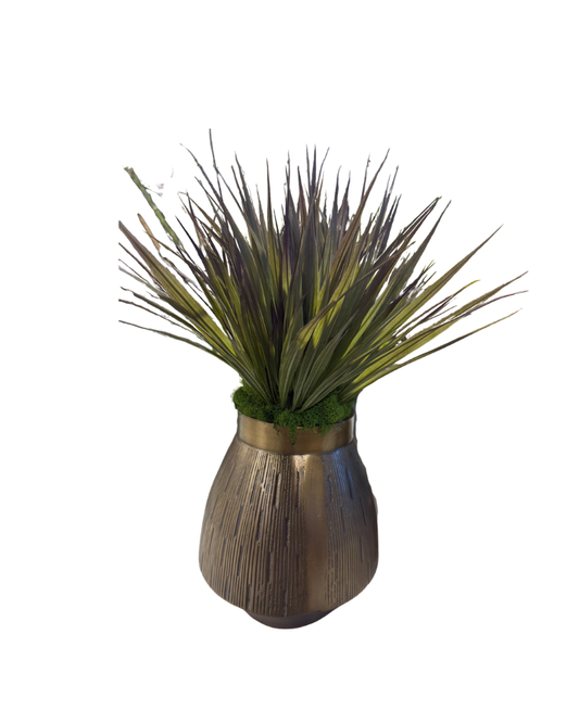 Brass Vase with Grasses